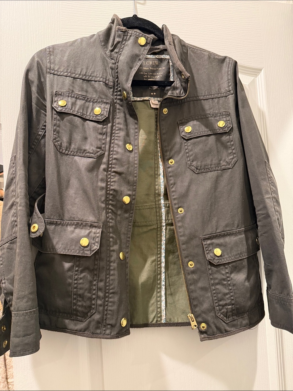 J. Crew Women’s Charcoal Field Jacket with Brass Buttons